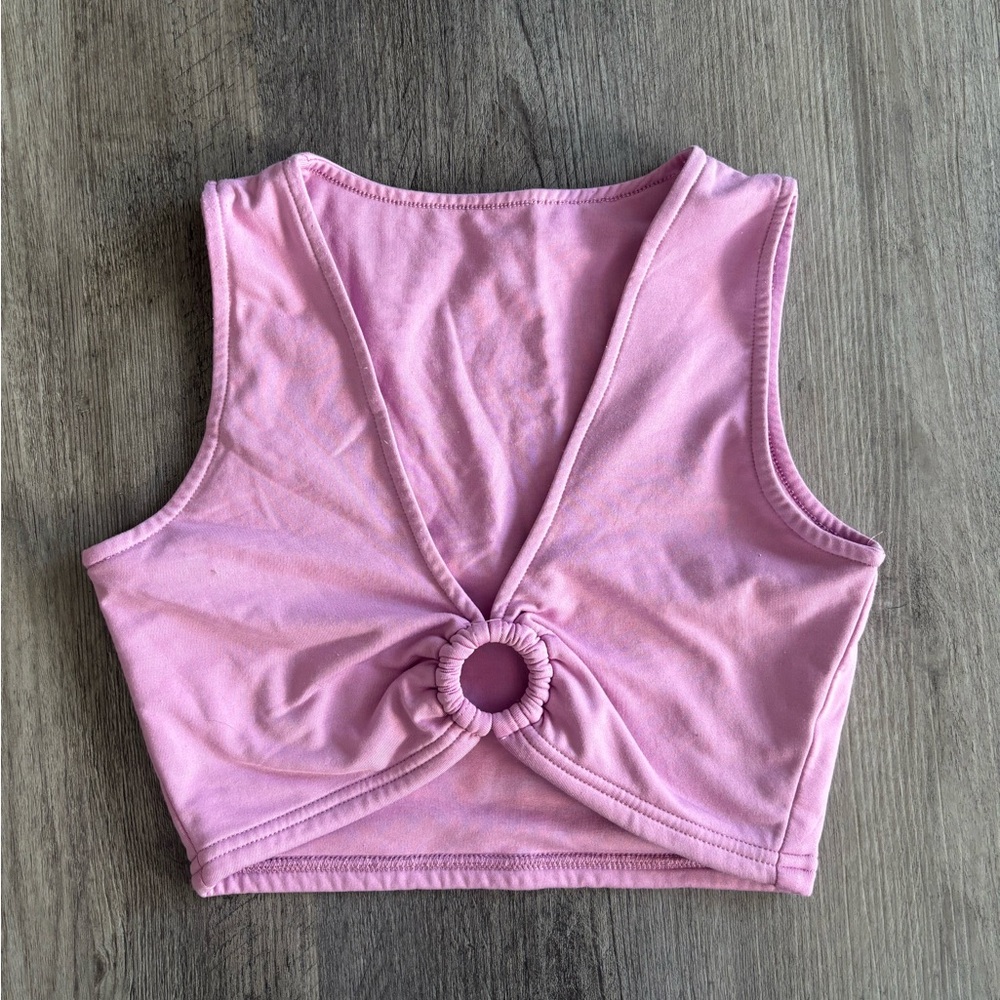Stylish Pink Crop Top with Front Ring Detail